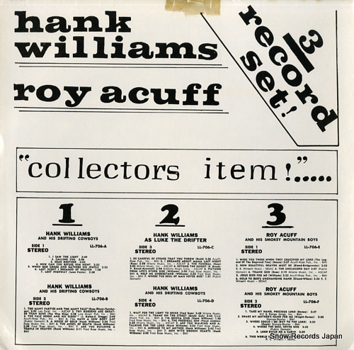 WILLIAMS, HANK / ROY ACUFF collectors item!...3record set! LL-706 - front cover