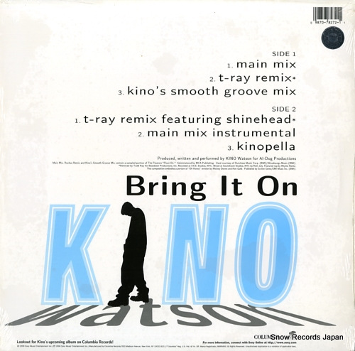 WATSON, KINO bring it on 4478272 - back cover