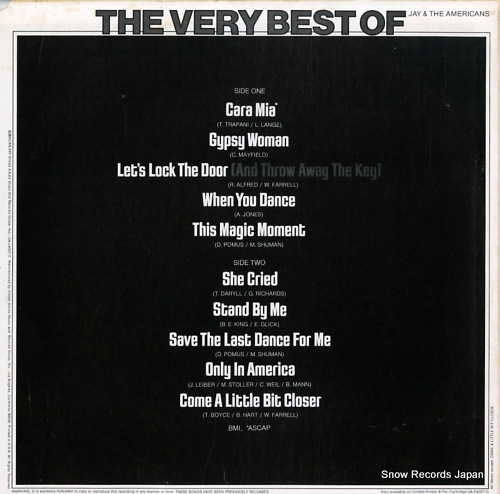 JAY AND THE AMERICANS the very best of jay & the americans UA-LA357-E - back cover