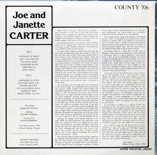 CARTER, JOE AND JANETTE joe and janette carter COUNTY706