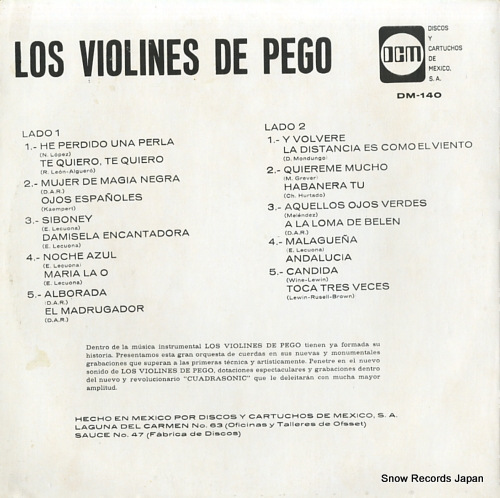 LOS VIOLINES DE PEGO nuevas grabaciones (album 10) DM-140 - back cover