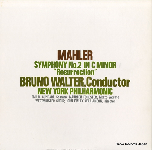 WALTER, BRUNO mahler; symphony no.2 in c minor 
