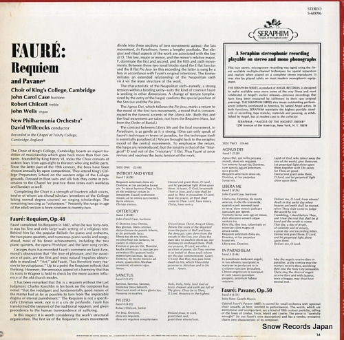 WILLCOCKS, DAVID faure; requiem & pavane S-60096