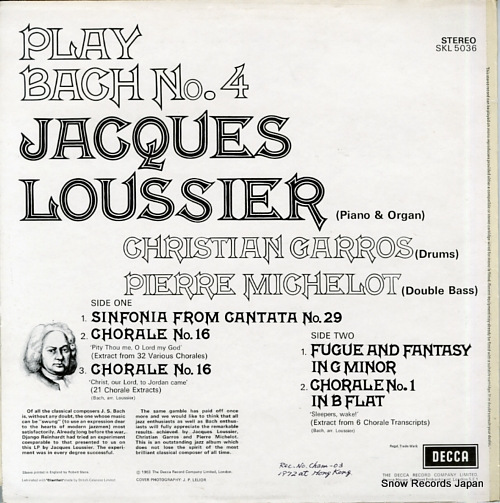 LOUSSIER, JACQUES play bach no.4 SKL5036