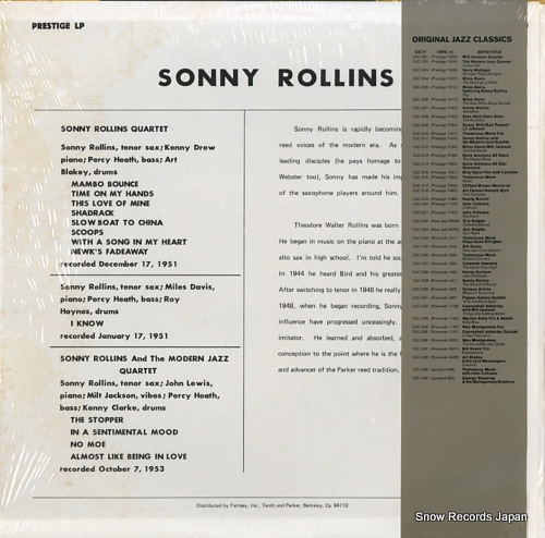 ROLLINS, SONNY modern jazz quartet OJC-011