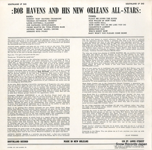 HAVENS, BOB bob havens and his new orleans all stars GHB143/LP243