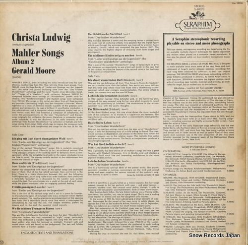 ꥹ롼ȥå mahler songs-album 2 S-60070