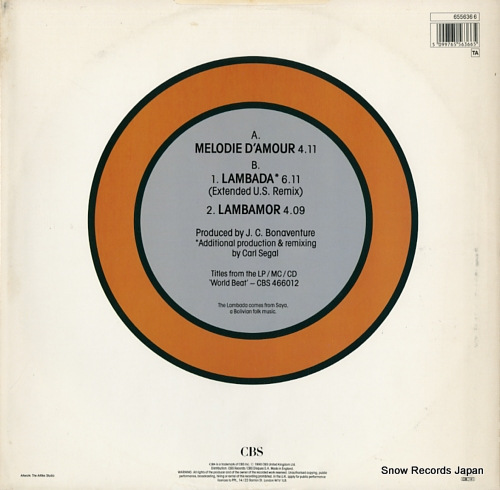 KAOMA melodie d'amour / lambada 6556366 - back cover