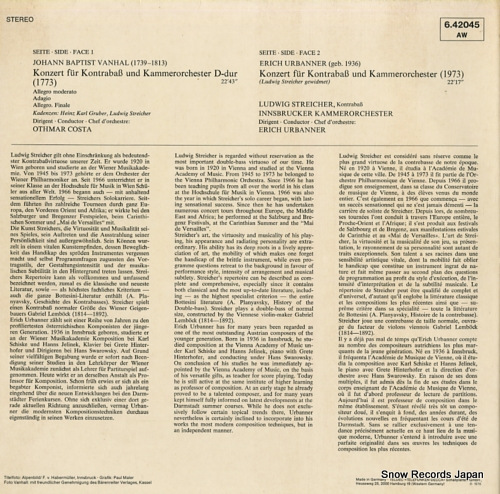 STREICHE, LUDWIG concertos pour contrebasse 6.42045AW
