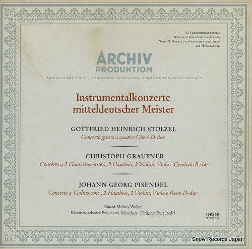 REDEL, KURT instrumentalkonzerte mittldeutscher meister 198366