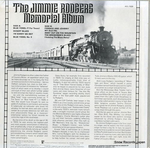 ߡ㡼 the jimmie rodgers memorial album ACL-7029