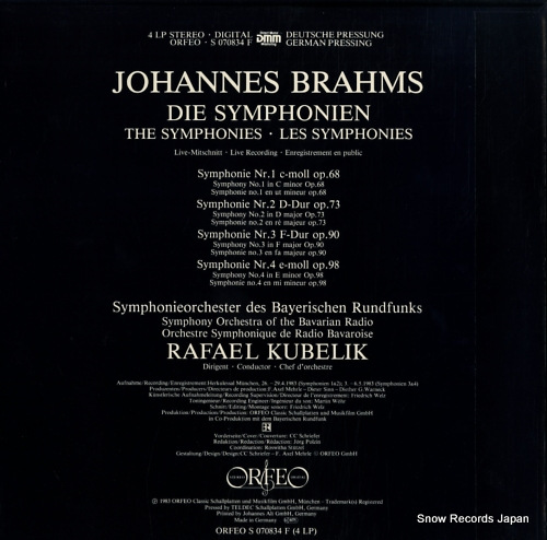 ե롦٥å brahms; the symphonies 1-4 S070834F