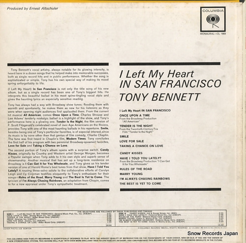 BENNETT, TONY i left my heart in san francisco CL1869