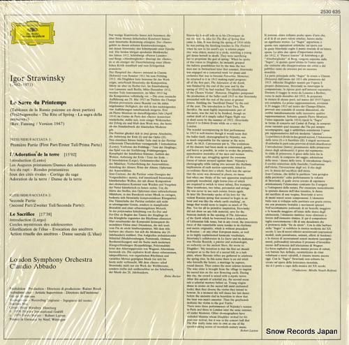 ABBADO, CLAUDIO strawinsky; le sacre du printemps 2530635