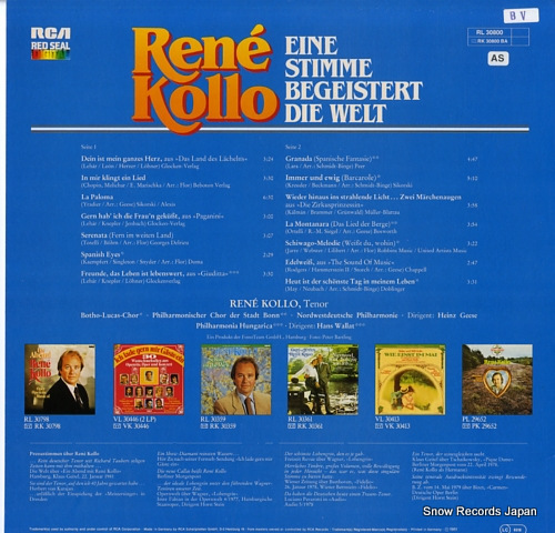 KOLLO, RENE eine stimme begeistert die welt RL30800 - back cover
