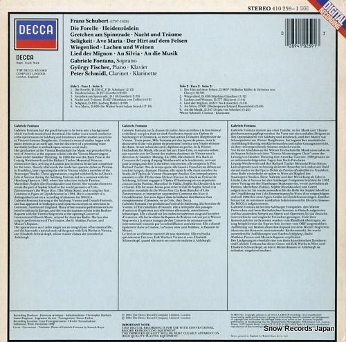 FONTANA, GABRIELE schubert lieder 410259-1