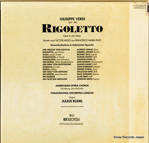 RUDEL, JULIUS verdi; rigoletto (oper in vier akten) 1C157-03676/78S