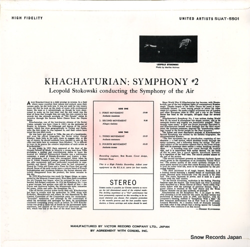 STOKOWSKI, LEOPOLD khachaturian; symphony no.2 SUAT-5501