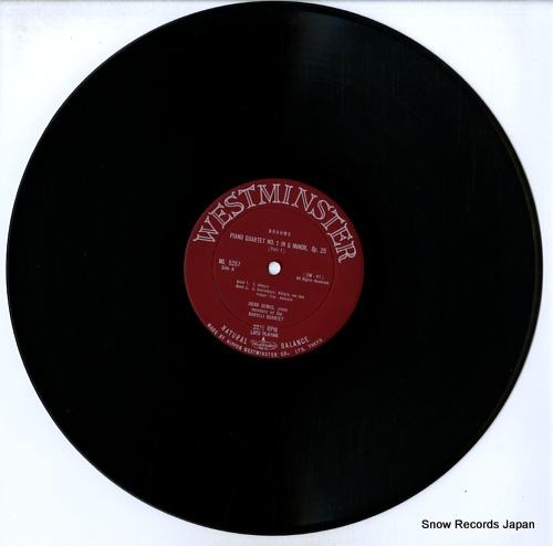 DEMUS, JOERG / BARYLLI QUARTET brahms; piano quartet no.1 in g minor ML-5257