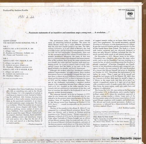 GOULD, GLENN mozart; piano sonatas, vol.2 MS7274