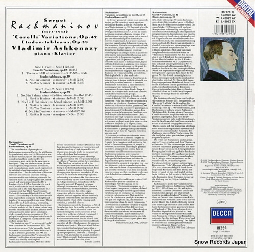 ASHKENAZY, VLADIMIR rachmaninov; 