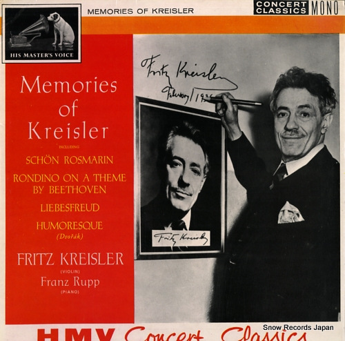 KREISLER, FRITZ memories of kreisler XLP30009