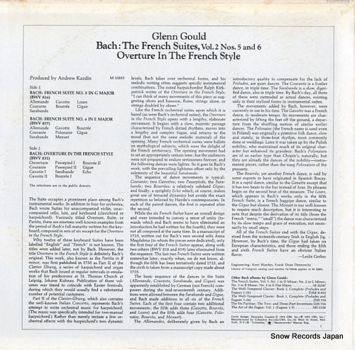 GOULD, GLENN bach; the french suites, vol.2 nos.5 and 6 / overture in the french style M32853