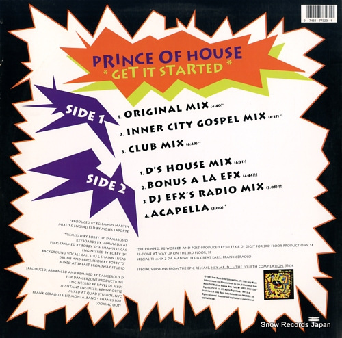 PRINCE OF HOUSE get it started 4977323 - back cover