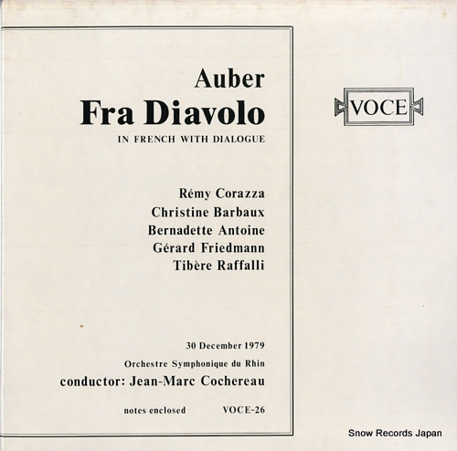 COCHEREAU, JEAN-MARC auber; fra diavolo VOCE-26 - front cover