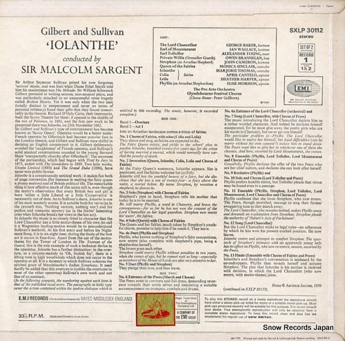 SARGENT, SIR MALCOLM gilbert and sullivan; iolanthe SXLP30112 / SXLP30113