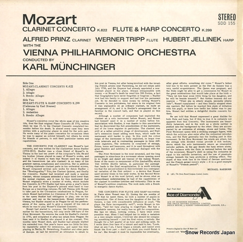 MUNCHINGER, KARL mozart; clarinet concerto / flute & harp concerto SDD155