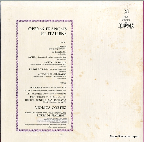 CORTEZ, VIORICA operas francais et italiens IPG7609