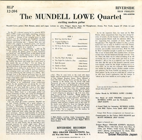 THE MUNDELL LOWE QUARTET the mundell lowe quartet SMJ-6089M