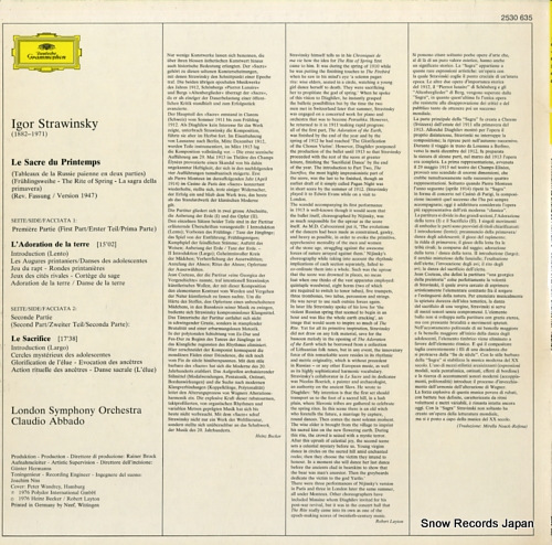 ABBADO, CLAUDIO strawinsky; le sacre du printemps 2530635