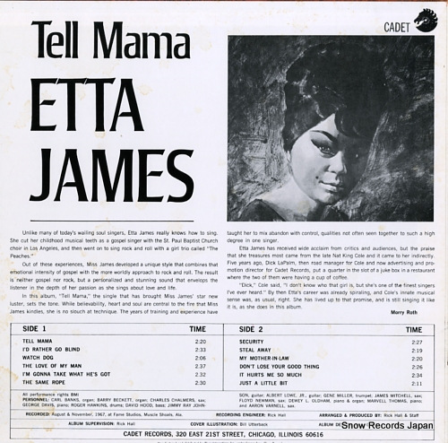 JAMES, ETTA tell mama PLP-805