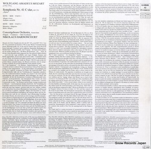 HARNONCOURT, NIKOLAUS mozart; symphonie nr.41 c-dur kv551 