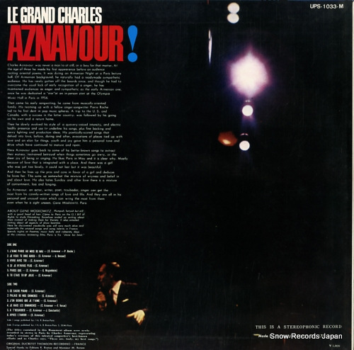 AZNAVOUR, CHARLES le grand charles aznavour! charles aznavour UPS-1033-M - back cover