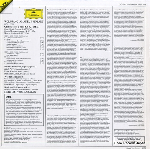 KARAJAN, HERBERT VON mozart; grosse messe c-moll 2532028