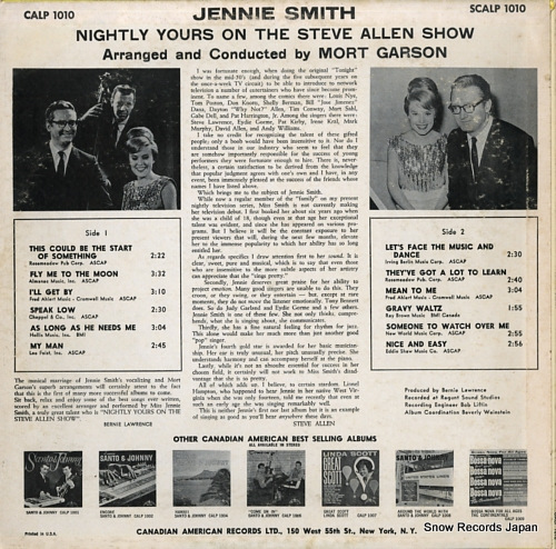 SMITH, JENNIE nightly yours on the steve allen show CALP1010