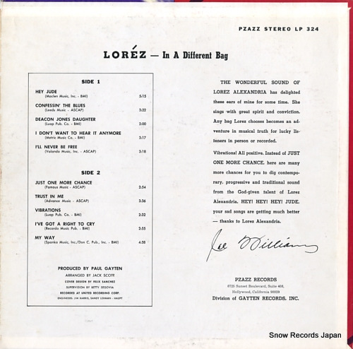 ALEXANDRIA, LOREZ in a different bag SLP324 / LP-324
