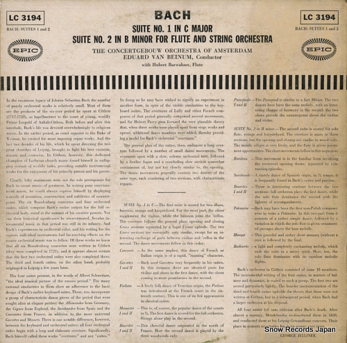 VAN BEINUM, EDUARD bach; suite no.1 & 2 LC3194