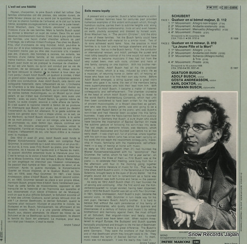 QUATUOR BUSCH schubert; quatuor en re mineur 