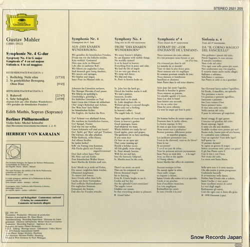 KARAJAN, HERBERT VON mahler; 4.symphonie 2531205 - back cover