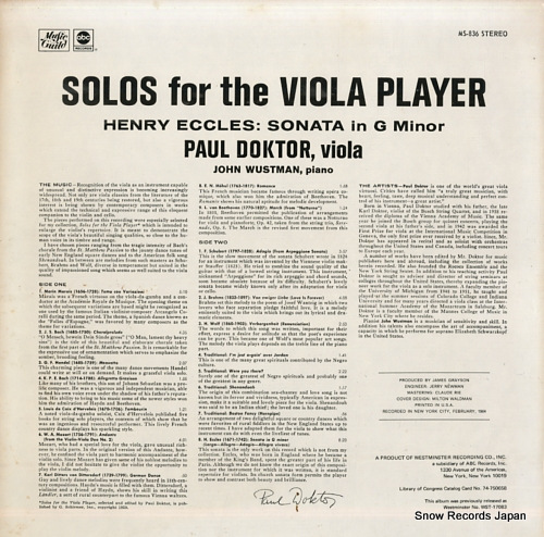 DOKTOR, PAUL solos for the viola player MS-836