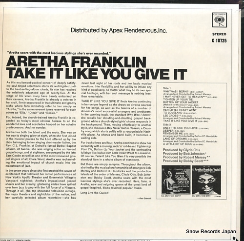 FRANKLIN, ARETHA take it like you give it C10725