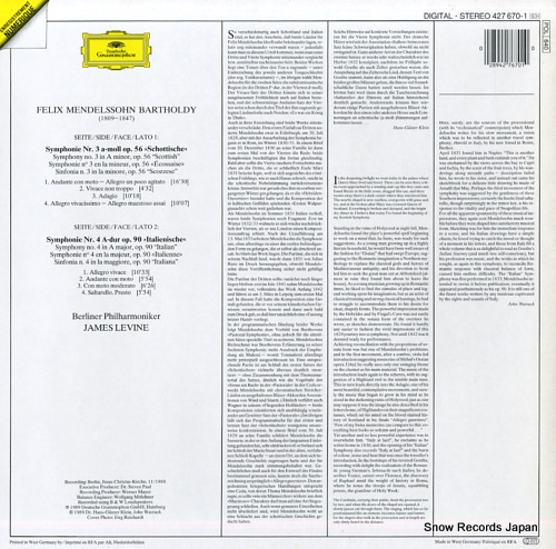 LEVINE, JAMES mendelssohn; symphonien no.3 