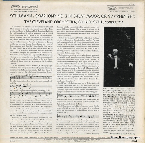SZELL, GEORGE schumann; symphony no.3 BC1130