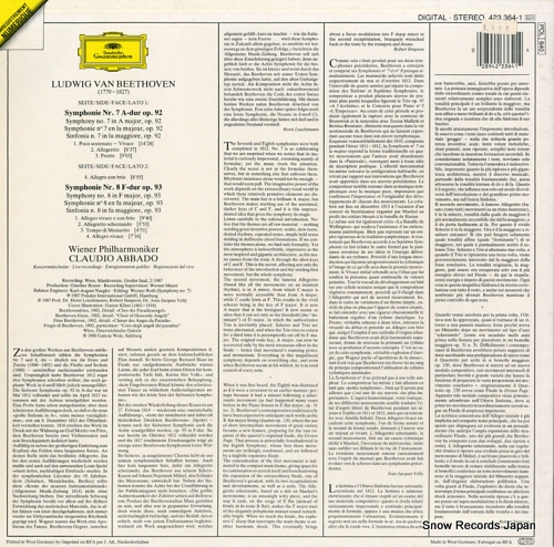 ABBADO, CLAUDIO beethoven; symphonien nos.7&8 423364-1