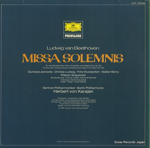 KARAJAN, HERBERT VON missa solemnis 2726048