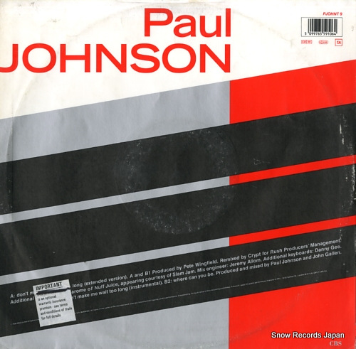 JOHNSON, PAUL don't make me wait too long PJOHNT9 - back cover